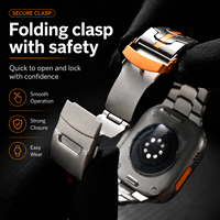 Correa de Acero de Titanio Compatible con Apple Watch, Cierre Plegable de Uso Diario con Seguridad, Series 3 4 5 6 7 8 9 SE Ultra 38 49mm