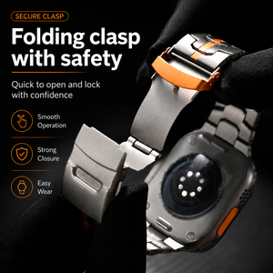Compatible avec <span class=keywords><strong>Apple</strong></span> <span class=keywords><strong>Watch</strong></span>, bracelet en acier titane, fermoir pliable pour usage quotidien avec sécurité, séries 3 4 5 6 7 8 9 SE Ultra 38 49 mm - Product Image 3