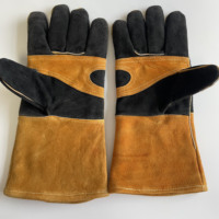 Gants de travail en cuir de vache noir, anti-brûlure, pour soudage à l'arc à l'argon, gants de soudage TIG industriels en cuir pour soudeurs
