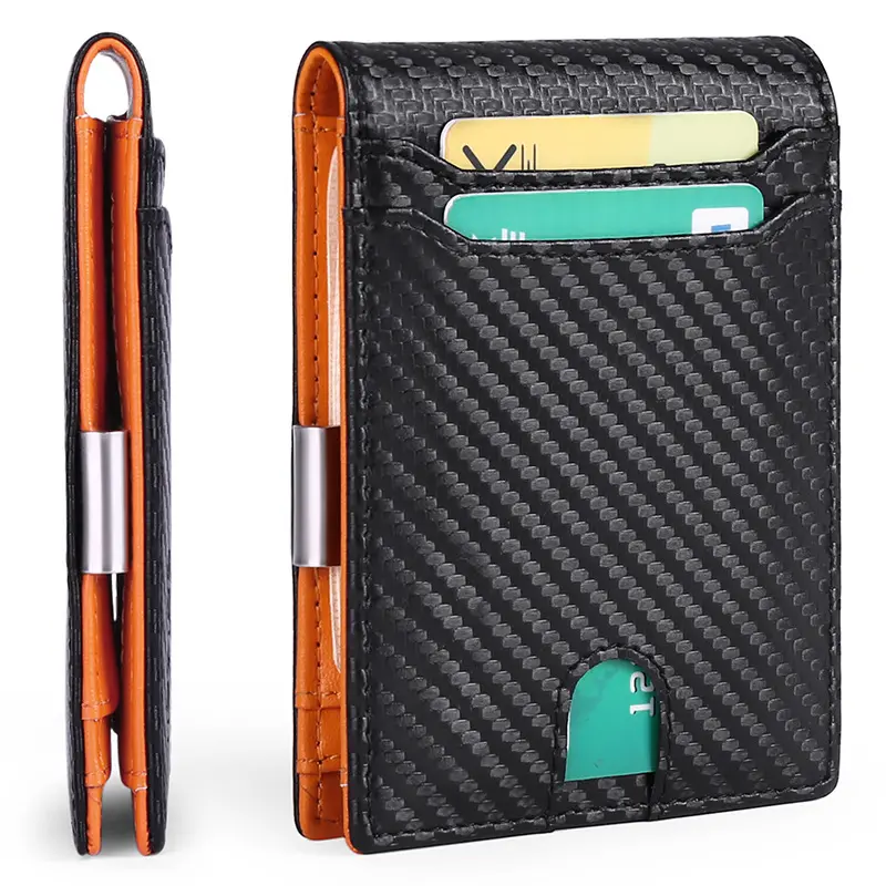 Multi Function Men's Carbon Fiber wallet Repair RFID Money Clip Wallet Thin Front Pocket Credit Card Wallet Minimalist Bifold