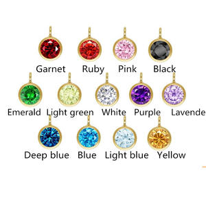 Premium 14K Gold Filled Charms 12 Birthstone Pendant 4mm Shiny Zircon Culet Anillo colgante vertical Charm para collar Pulsera - Product Image 1