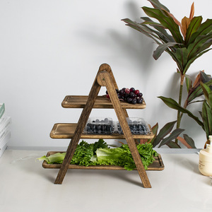 Solid Wood 3 Tier Tabletop Shelf For Kitchen Storage <b>Vegetable</b> Rack Durable <b>Standing</b> Type Rectangle Shape - Product Image 1