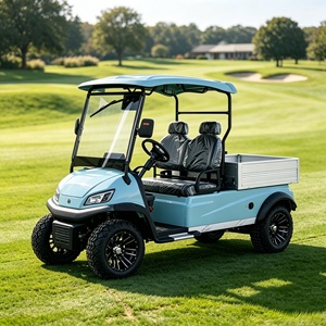 Voiturette de golf électrique tout-terrain 2 places avec boîte de chargement en aluminium, moteur AC 60V 3,5 kW, batterie au plomb-acide, autonomie de 100 km, voiturette de golf utilitaire - Product Image 1