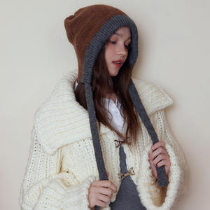 Chapeau en tricot péruvien jacquard à oreilles rabattables, imprimé numérique rayé, respirant, imperméable, chaud pour l'hiver 2025 - Product Image 1