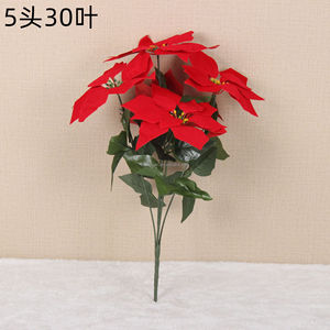 S02596, venta al por mayor, artesanía, poinsettia artificial, flor de Navidad falsa, FIORI Natale, poinsettia de terciopelo artificial para Decoración - Product Image 3