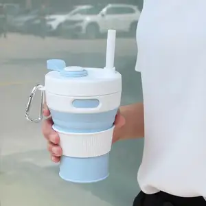 Hot bán gấp cốc nước ngoài trời di động nén cup có thể thu vào cà phê rơm cup