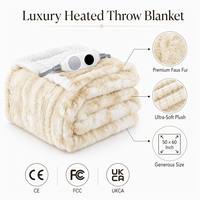 Plaid chauffant électrique 50*60 pouces en fausse fourrure Sherpa, contrôle de la température, 6 niveaux de chauffage, arrêt automatique, lavable en machine, OEM/ODM
