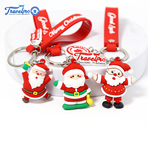 Fashional Styles 3D Cute Cartoon PVC Wristlet Keychain Christmas Series Decoration Hanging Ornaments Bag Keychain