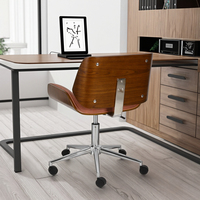 Chaise de bureau exécutive ergonomique moderne avec hauteur réglable, structure en fer et plateau en contreplaqué courbé