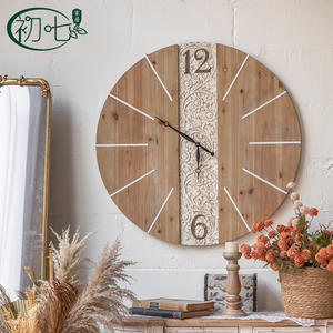 Reloj de pared americano retro de madera maciza, redondo, extragrande, analógico, funciona con pilas, para sala de estar - Product Image 4