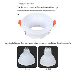 Nouveau support de projecteur LED rond noir MR16/GU10 avec anneau de fixation pour centres commerciaux et restaurants - Product Image 4