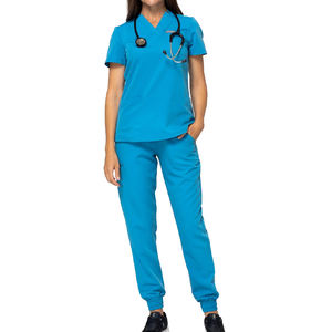 यूहोंग अनुकूलन योग्य दसवें डॉक्टर और नर्स वर्दी मेडिकल स्क्रैब के साथ अस्पतालों और वर्दी के लिए लोगो सिलाई बुना हुआ कपड़े - Product Image 6