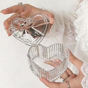 Customizable Wholesale Bowknot Heart-shaped Decoration Glass Elegant Style <b>Dressing</b> <b>Table</b> Jewelry <b>Storage</b> Jewelry Box <b>for</b> Rings - Product Image 2