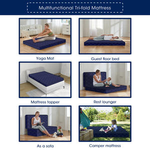 Couvre-matelas personnalisé multi-usages à trois volets 10cm Tapis de yoga Camping Portable en mousse haute densité Pliable <span class=keywords><strong>Surmatelas</strong></span> <span class=keywords><strong>4</strong></span> pouces - Product Image 4