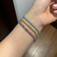 Bijoux de mode, bracelet tennis en moissanite de couleur 3 mm, 4 mm, 5 mm, 1 ct, argent 925, accessoires de luxe pour femmes et hommes
