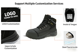 Vente directe d'usine, bottes de sécurité pour hommes, embout en acier, antistatiques, résistantes aux perforations, tige en microfibre, coque en cuir pour l'énergie nouvelle - Product Image 3