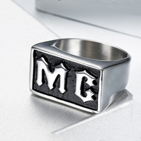 Vente en gros MC Bague pour homme Bijoux en acier inoxydable Bague de motard pour homme