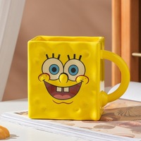 Boîte cadeau pour enfants résistante aux hautes températures, tasse en céramique créative de Bob l'éponge avec paille et couvercle