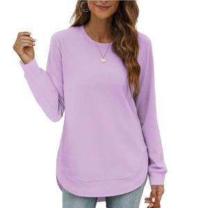 Camiseta Casual de Manga Larga con Cuello Redondo y Dobladillo Asimétrico para Mujer, Nueva Colección Otoño/Invierno - Product Image 6