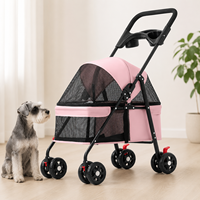 Poussette pliable portable pour animaux de compagnie, légère (3,3 kg), poussette de voyage pour chien, pliage à deux commandes, fenêtre en maille respirante, porte-gobelet, vente en gros
