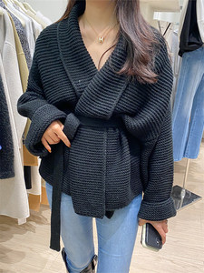 <span class=keywords><strong>Cardigan</strong></span> moda inverno maglione con cintura francese elegante giacca girocollo <span class=keywords><strong>Midi</strong></span> <span class=keywords><strong>cardigan</strong></span> lunghi lavorati a maglia da donna - Product Image 4