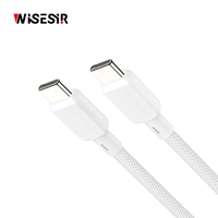 Câble de charge rapide WISESIR double port PD 60W Type-C - Conception plate pour smartphones, ordinateurs et écouteurs
