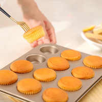 Moule de cuisson antiadhésif en acier pour 12 cupcakes, tartelettes et muffins, plateau de cuisson rond pour biscuits et gâteaux