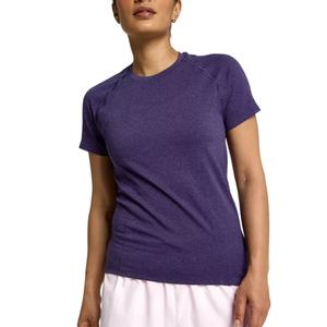 เสื้อยืดออกกำลังกายผู้หญิง 100% ผ้าฝ้าย น้ำหนักเบา เป็นมิตรกับสิ่งแวดล้อม แบบเรียบง่าย ลายพิมพ์ฤดูร้อน ลายสก็อต จากโรงงาน OEM โดยตรง - Product Image 1