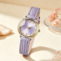 Montre analogique de luxe en quartz pour femmes et jeunes filles, bracelet en cuir PU, boîtier rond en alliage, personnalisable avec logo – Vente en gros pour le secteur de la mode