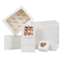 Boîte d'emballage personnalisée pour cupcakes, biscuits et desserts, en carton blanc, imperméable, haut de gamme, portable, non pliable, 12 pièces
