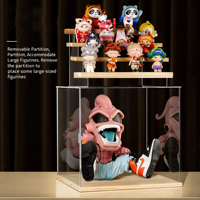 Vitrine de présentation moderne en ABS avec base en bois, anti-poussière, structure stable, assemblage facile pour figurines et jouets, personnalisable et à monter soi-même