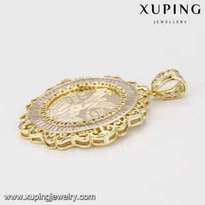 A00915627 مجوهرات xuping الكلاسيكية الدين سلسلة روي الحدود الملاك عملة الماس 14K قلادة مطلية بالذهب - Product Image 4