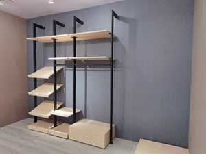 <span class=keywords><strong>Vestidor</strong></span> de aluminio personalizado para hotel, armario de <span class=keywords><strong>dormitorio</strong></span> <span class=keywords><strong>abierto</strong></span> Simple y moderno, Metal Industrial, madera, promoción de fábrica - Product Image 3