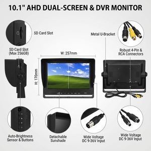 Sistema de Monitor de Cámara de Reversa Melia de 10.1 Pulgadas IPS AHD con Grabador DVR de Pantalla Dividida 2 en 1 <span class=keywords><strong>y</strong></span> 1080P para Grúas Portuarias, <span class=keywords><strong>Camiones</strong></span> de Minería <span class=keywords><strong>y</strong></span> Vehículos Pesados - Product Image 3