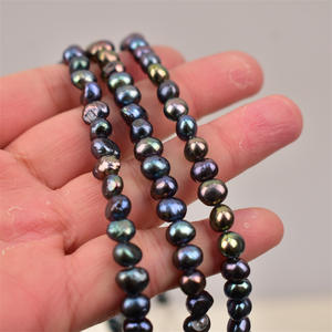 Cuentas Sueltas Semiterminadas de Perlas de Agua Dulce Negras Brillantes de Doble Cara de 5-6 mm de Estilo Barroco para Collares DIY, Fuente de Comercio Exterior - Product Image 3