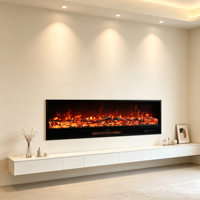 Cheminée électrique encastrable 48 pouces 750W/1500W linéaire CE avec minuterie personnalisable, réglable, sans conduit, flamme LED pour hôtel et maison