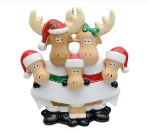 Polyresin Moose Family of 2 3 4 5 ornamento personalizzato per albero di <span class=keywords><strong>natale</strong></span> 2021 ornamento unico per tradizione familiare per mamma, papà, bambini - Product Image 2
