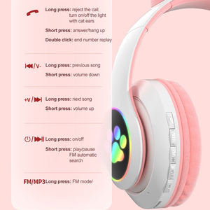 Los más vendidos auriculares LED con orejas de gato BT5.0 con cancelación de ruido adultos niños niñas luces auriculares inalámbricos con micrófono tarjeta <span class=keywords><strong>TF</strong></span> Radio FM - Product Image 2