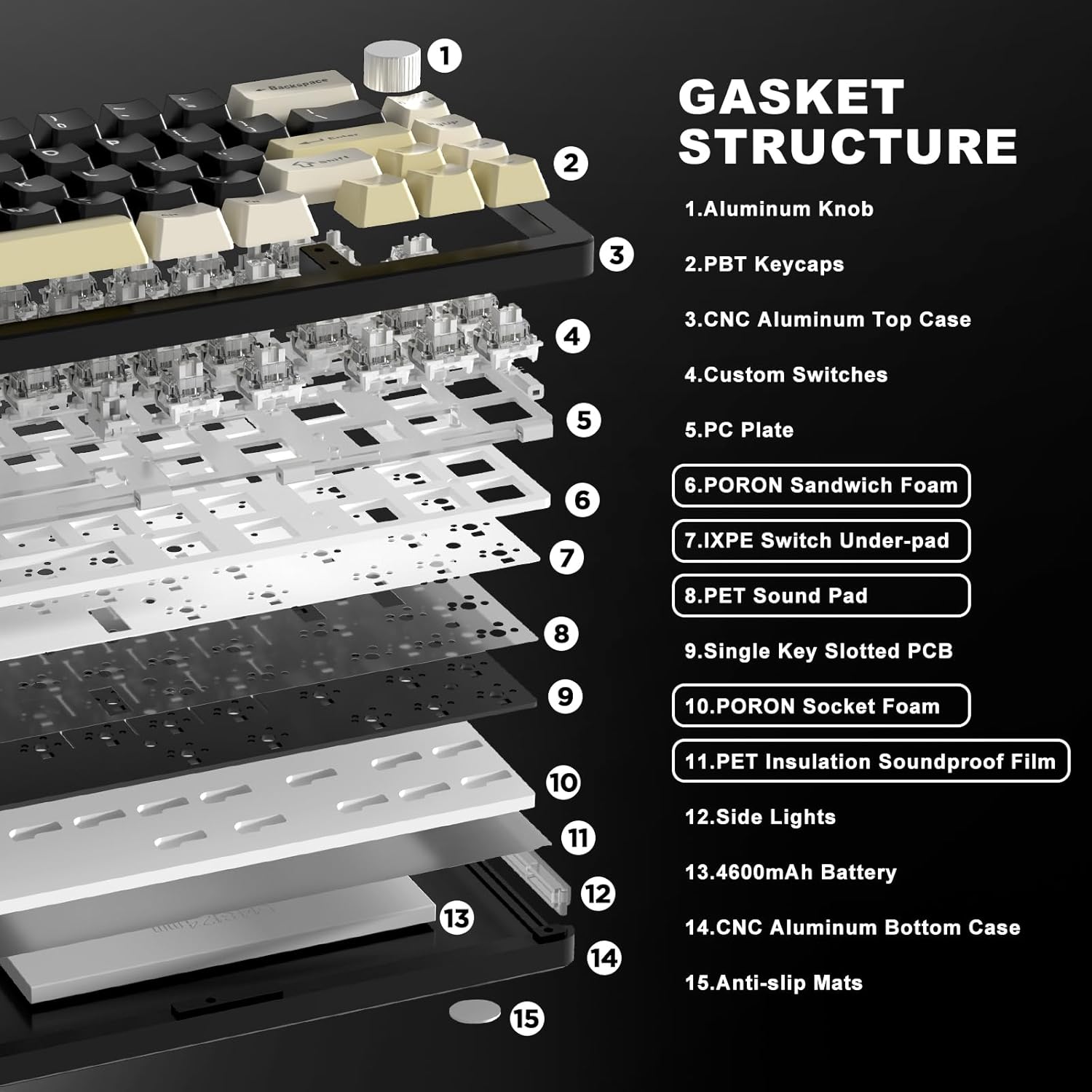 YUNZII AL66 Wireless Mechanical Gaming Keyboard - Hot Swap, RGB