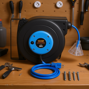 Enrouleur de câble rétractable Vevor 30 pieds 16AWG 3C SJTOW avec 3 prises pour usage en atelier - Product Image 2