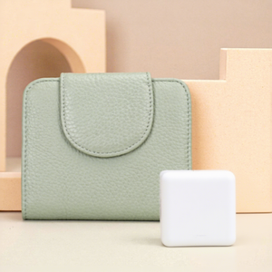 WRIZA Portefeuille court en cuir véritable pour femme, usage quotidien, porte-monnaie compact, porte-cartes, fermeture éclair et fermoir, poche à monnaie compacte - Product Image 1