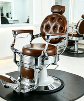 Fauteuils de coiffure de luxe à cadre doré, vente directe du fabricant Hon chair, pour salons de coiffure haut de gamme avec fonction inclinable.
