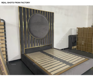 Juego de Muebles de Dormitorio Esion Casa, Diseño <span class=keywords><strong>Italiano</strong></span> de Alta Gama, Cama Moderna de Terciopelo Tamaño King con Cabecera Alta - Product Image 5