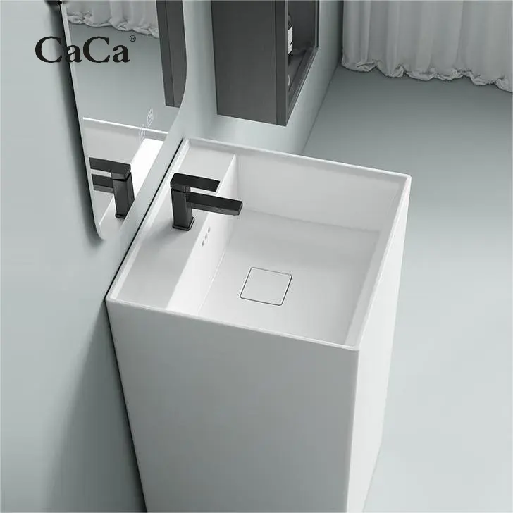 CaCa Ceramic Portable Free Standing Wash Basin Freestanding Washbasin Counter Top With Smart Mirror And Cabinet