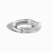 Gemnel 14K Banda de diamante chapada en oro con anillo de enlace de diseño de doble bisagra