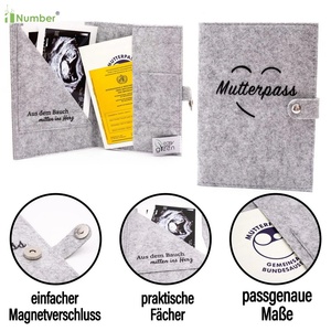 Venta al por mayor a granel personalizado gris claro Alemania madre pasaporte cubierta protectora Mutterpass con impresión para tarjeta de seguro médico - Product Image 4