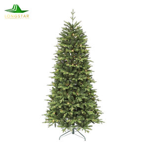Sapin <span class=keywords><strong>de</strong></span> Noël artificiel mince pré-éclairé <span class=keywords><strong>de</strong></span> qualité supérieure le plus vendu avec des lumières blanches chaudes pour un décor <span class=keywords><strong>de</strong></span> vacances peu encombrant - Product Image 1