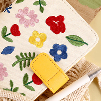 LABON – couverture en cuir Pu personnalisé avec broderie de fleurs en fleurs, carnet A5 avec boucle magnétique pour journal intime