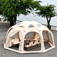 Tente de camping sphérique gonflable en coton imperméable, toute saison, portable, confortable, dôme surdimensionné, ouverture automatique rapide, 5m, 17,67m2