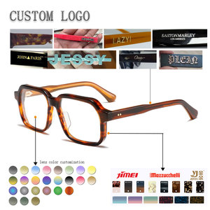 กรอบแว่นตาแบบเต็มขอบทรงสี่เหลี่ยมผืนผ้าพร้อมโลโก้สั่งทำ สีพื้น ป้องกันรังสียูวี แก้ไขสายตา สำหรับผู้ใหญ่ ทั้งชายและหญิง เลนส์เรซิ่นน้ำหนักเบา - Product Image 1